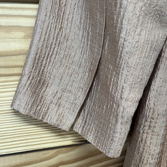 Eileen Fisher Silk Jacket Small Longline Open Front Rose Gold Copper Lined B80 - Picture 15 of 16